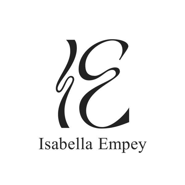 Logo with stylized initials 'IE' and name 'Isabella Empey' below on a white background
